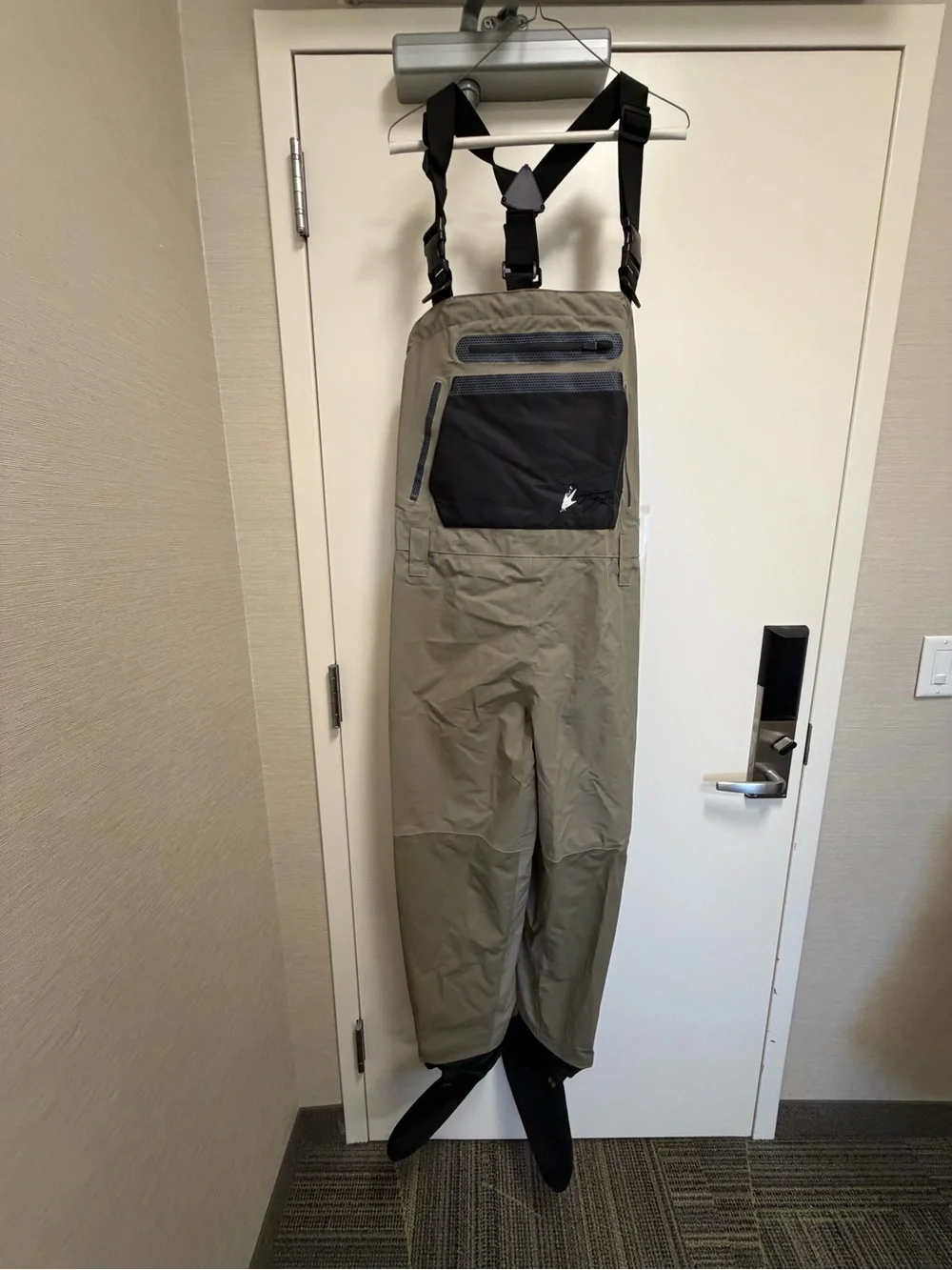 Men's Chest Waders in Light Khaki with Black Bib